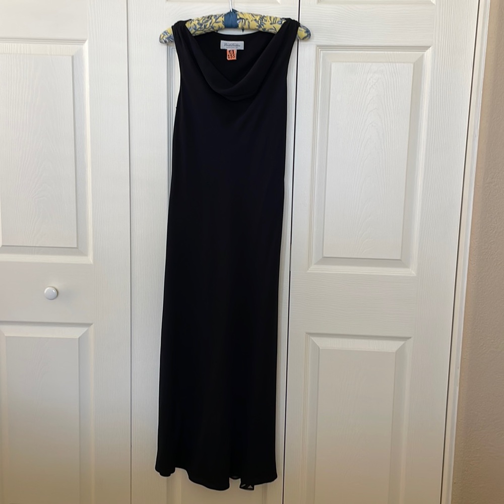 Brooks Brothers Black Silk Cowl Neck Sheath Dress